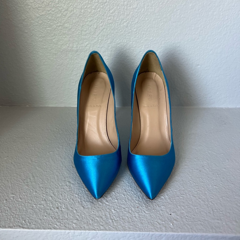 J. Crew Vibrant Blue Satin Heels - Picture 4 of 7